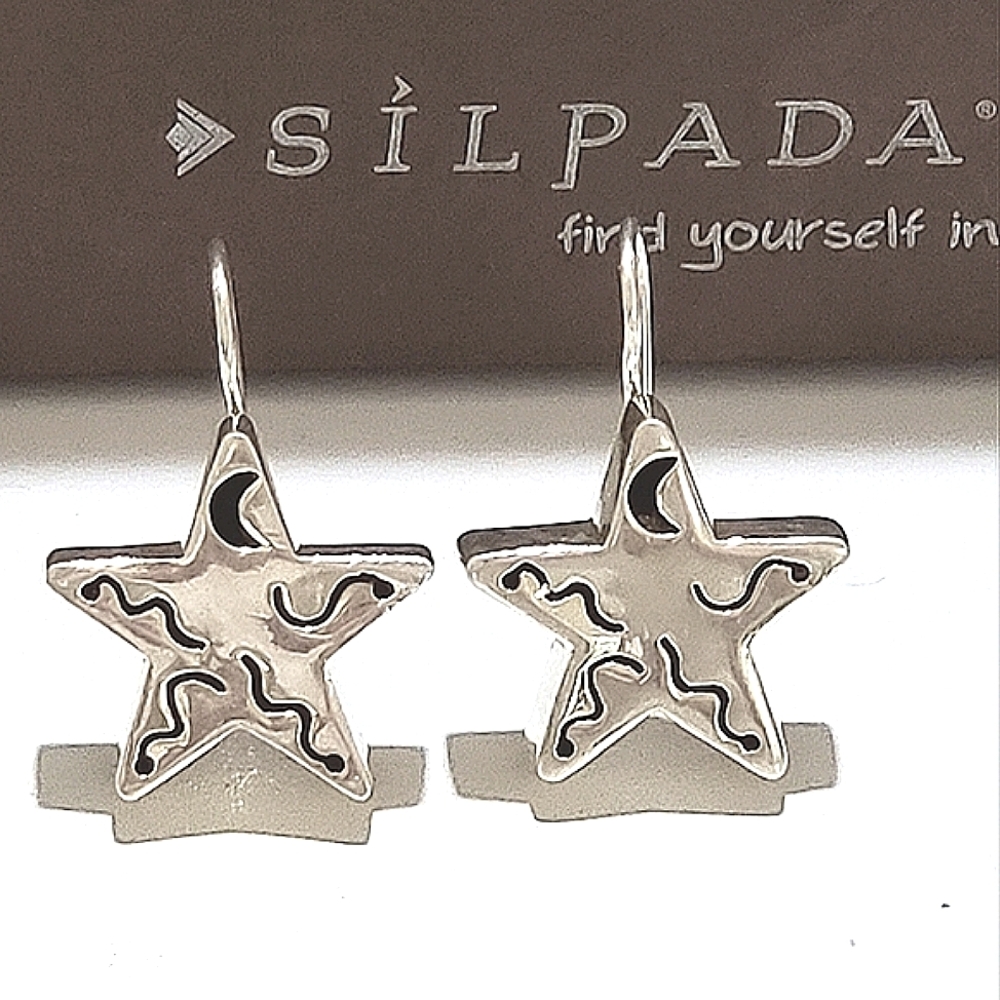 Silpada 925 Chunky Star Crescent Moon Earrings W0130